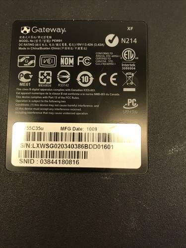 Gateway NV55C Pentium 2,00 GHz 2 GB RAM sin disco duro arranque en BIOS - Imagen 10 de 10