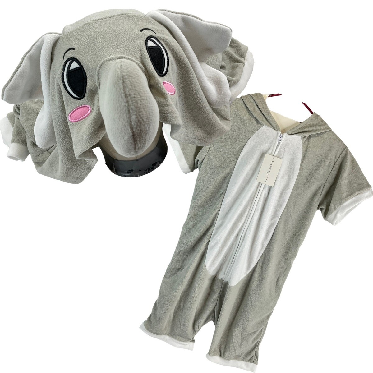Elephant Costume Kids Grey White Jumpsuit Elephant Costume Kids Grey White Jumpsuit