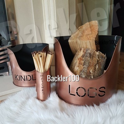 Manden En Stapelrekken Huis Contemporary Copper Storage Matches Wood Kindling Log Metal Container Set Of 3 Gamestingr Com