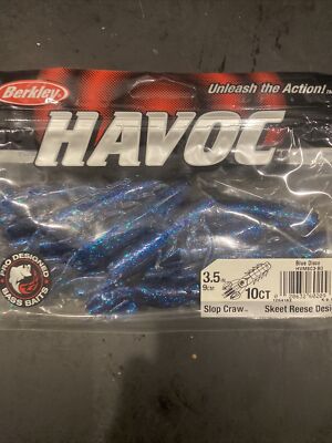 Berkley Havoc Discontinued 3.5  Slop Craw Blue Disco