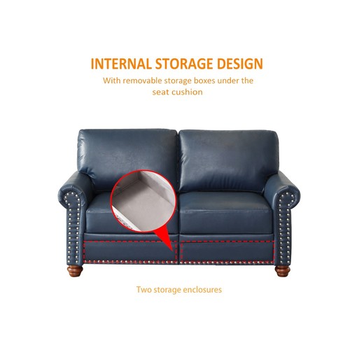 Classic Faux Leather Sofa Upholstered Couch with Nailhead Trim Removable Cushion - Picture 176 of 206