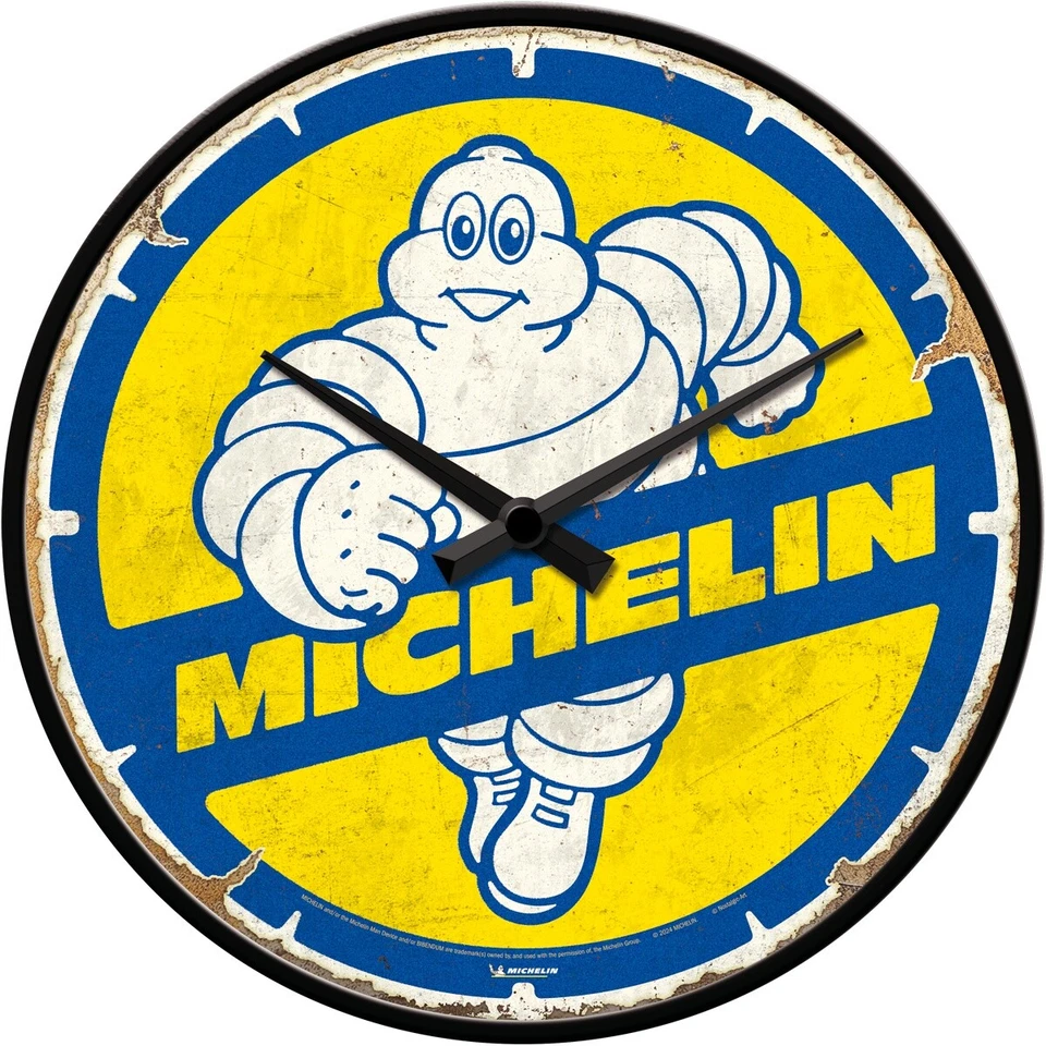 Michelin Nostalgie Wanduhr Bibendum Glas 31 cm Wall Clock - Bild 2 von 2