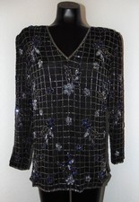 Vintage 1980s Beaded  Sequined Blouse by Scala in size Large