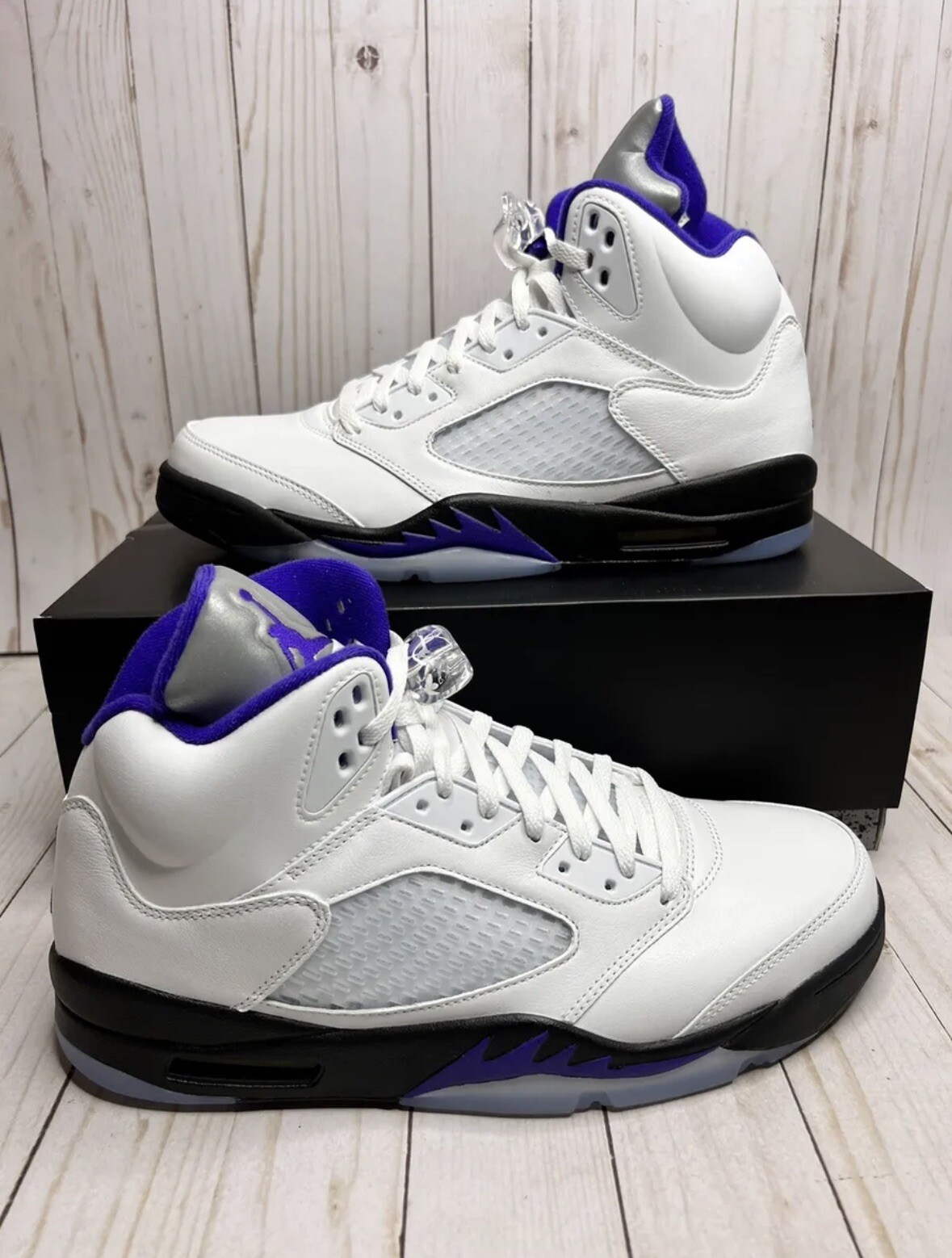 🔥Air Jordan 5 Retro AJ5 White/Dark Concord/Black Purple Grape 🍇 Mens 11 ...