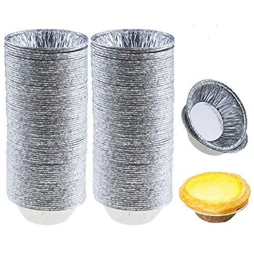 Jyongmer 200 Pieces 2.6 Inch Round Pie Tart Small Tin Foil Pans Disposable Al...