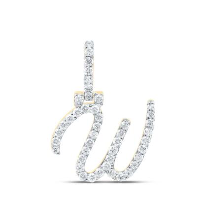 10K Gelbgold echter Diamant Damen Blockschrift schräge Initiale mit Anhänger 3/4 Karat