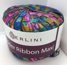 Berlini Ladder Ribbon Maxi Yarn 97 Kensington Green Blue Pink Bronze 50gr 98yds