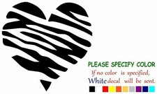 Zebra Striped Heart Vinyl Decal Sticker Car Window Bumper Wall Laptop 6"