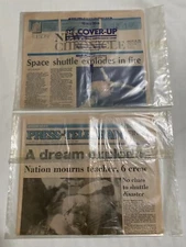 Two Space Shuttle Challenger Explosion Newspapers 1986 - Stored in Plastic