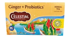 Celestial Seasonings Ginger + Probiotics Caffeine Free Herbal Tea 20 Tea Bag