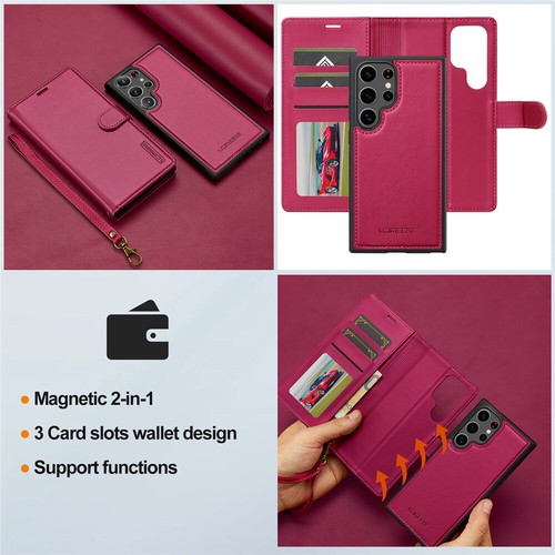 Detachable Wallet Case Leather Cover For Samsung S25 S24 Ultra S23 S22 S21 S20FE - Picture 6 of 75