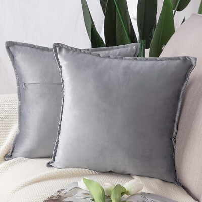 Madizz 2er Pack superweiche Samt Deko Kissenbezüge 45 cm x 45 cm