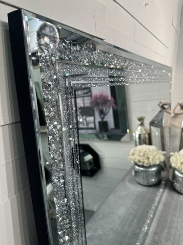 Large Galaxy Crystal Silver Mirror Glitzy Diamond Crystal Mirror 120cm x 80cm - Picture 6 of 7