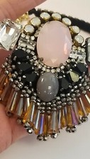 Designer Pink Black White Rhinestone Necklace 17"-20"