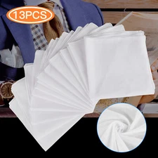 13 Pcs White Cotton Men Handkerchiefs Hanky Pocket Square Hankie Lot Set Vintage