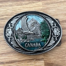 Vintage Siskiyou Canada Belt Buckle 90  s Mountain Eagle Enamel