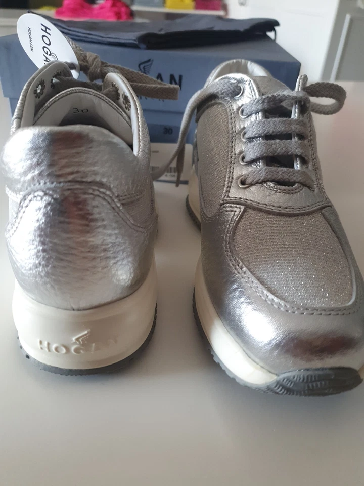 Scarpa Hogan 30  junior interactive Camoscio  argento Brillantinato - Immagine 3 di 4