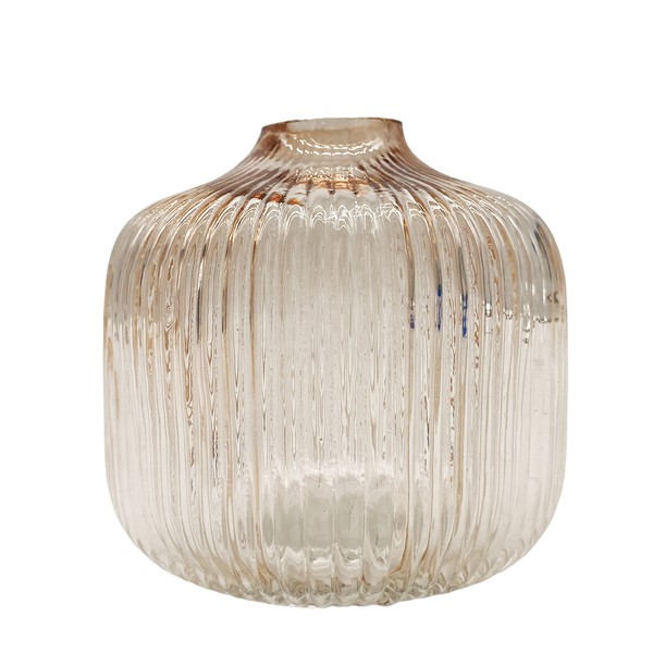 Glas Vase Geriffelt Champagner Deko Hochzeit Verlobung Tischdeko Tisch Blumen-image