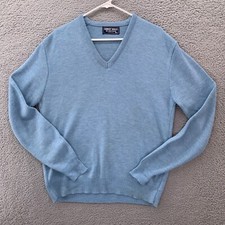 Vintage Robert Bruce Sweater Men XL Lt Blue V Neck 100% Orlon Acrylic USA Made