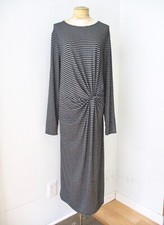 NWT Gap Black Sparkly Silver Stripe SOFT Knit Midi Dress Twist Waist 2XL Tall