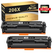 2PK 206X W2110X Black Toner No Chip for HP LaserJet Pro MFP M283cdw M282nw M255