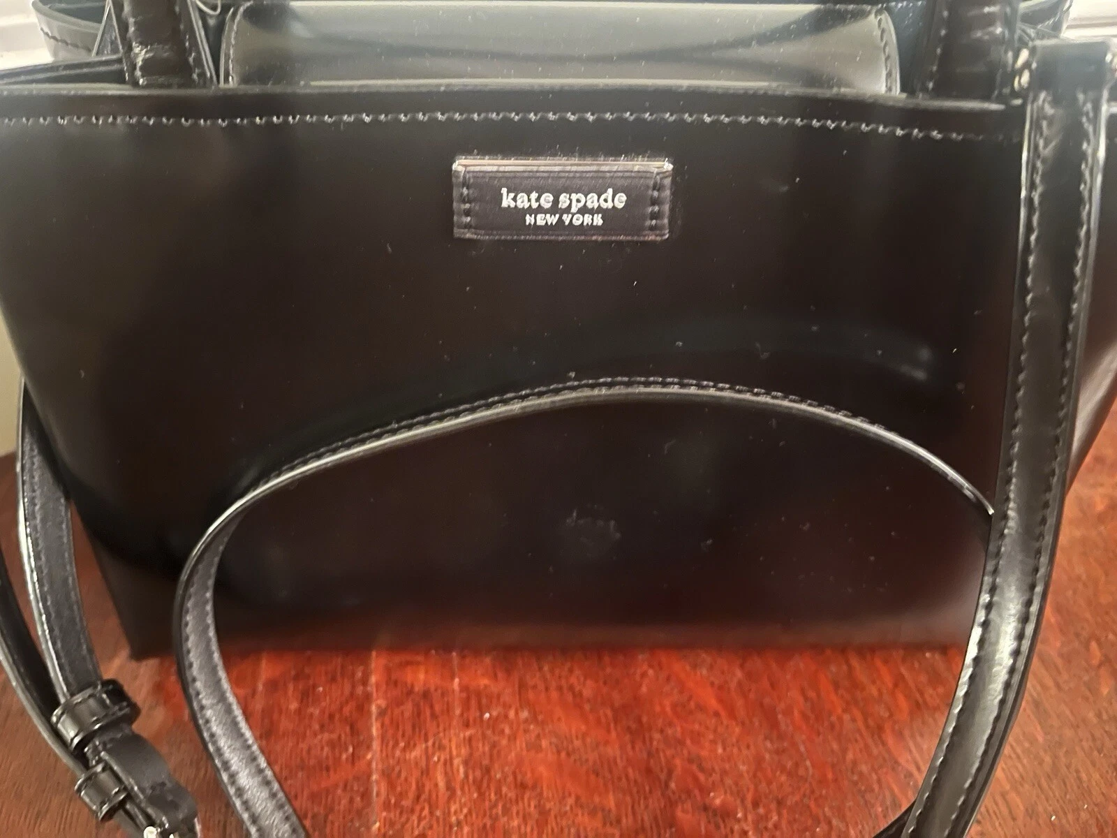 Borsa magnetica a tracolla Kate Spade in pelle nera piccola icona Sam NUOVA