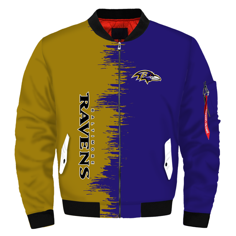 Baltimore Ravens Mens Zip Up Bomber Jacket Winter Warm Flight Jacket Outwear eBay