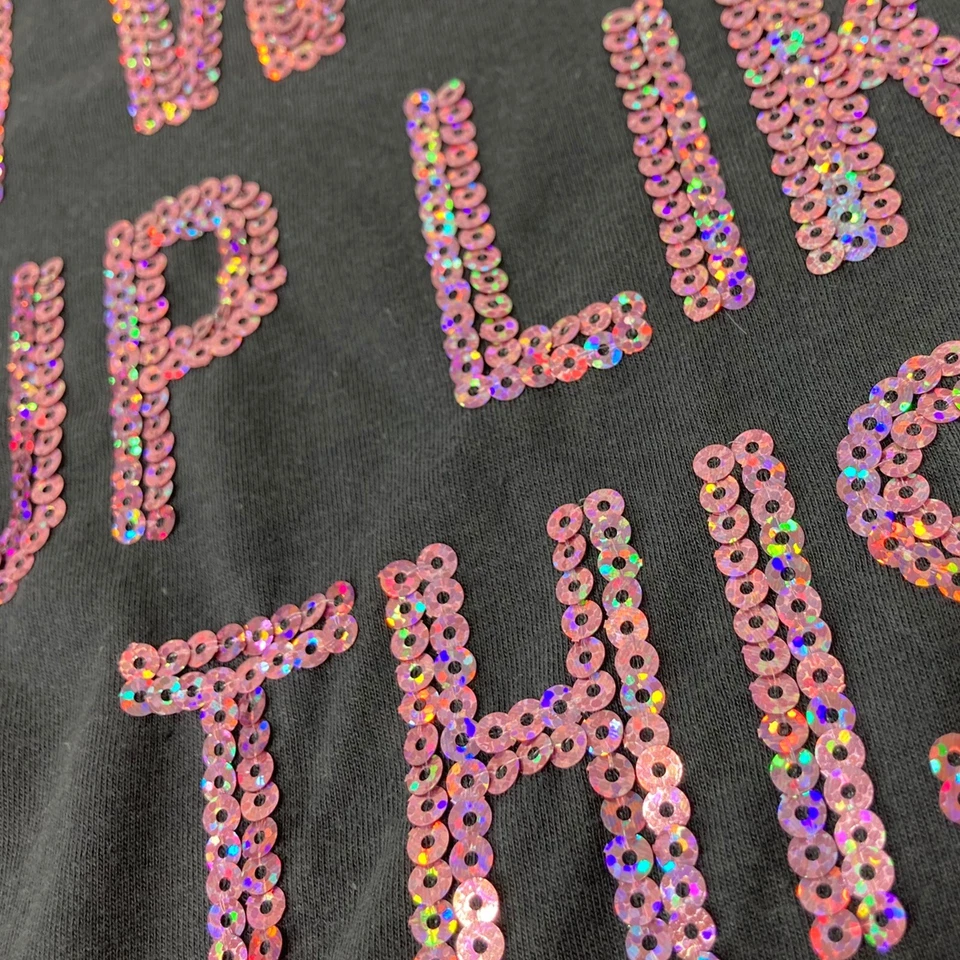 Camiseta Top Camiseta Para Mujer Talla Pequeña Lentejuelas "Me Desperté Like This" Noche Dormir Foto 4 de 4