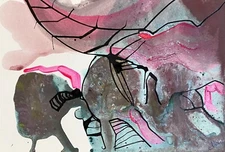 Abstract Mixed Media Painting On Paper 6 x 9 in Expressionism