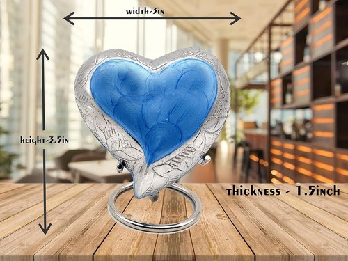 Sky Blue Heart Keepsake Urn - Mini Ash Small Handcrafted - Picture 5 of 8