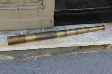 ANTICO D'EPOCA CANNOCCHIALE IN OTTONE MARINA A SETTE ELEMENTI DEL XIX SECOLO