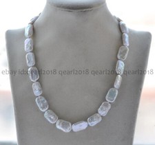 11-17mm Rectangle Genuine Natural White Freshwater Pearl Necklace 14-50 inch