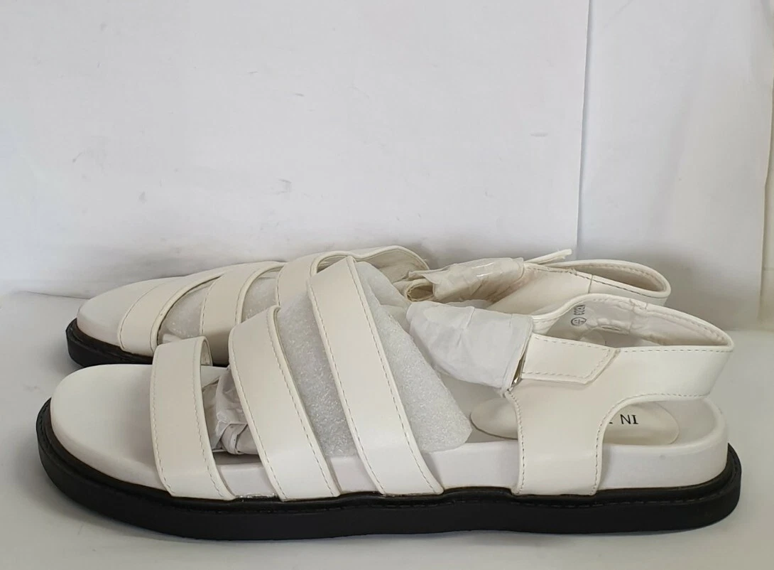 In The Style WHITE MULTI STRAP CHUNKY SANDALS WOMENS Size UK 8 EU