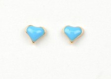 14K Yellow Gold Enamel Heart Baby Stud Earring, Screw back