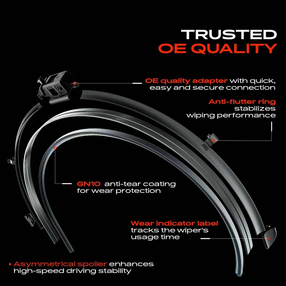 2x Front 20" & 22" Windshield Wiper Blades for Mercedes-Benz SL43 SL55 SL63 AMG - Image 4 of 4