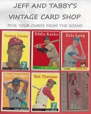1958 TOPPS BASEBALL 28 TO 495 / SEE DROP DOWN MENU FOR CARD YOU WILL RECEIVE