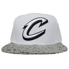 Cleveland Cavs Mitchell & Ness NBA Snapback Hat Cap 3D Logo White Gray NWT