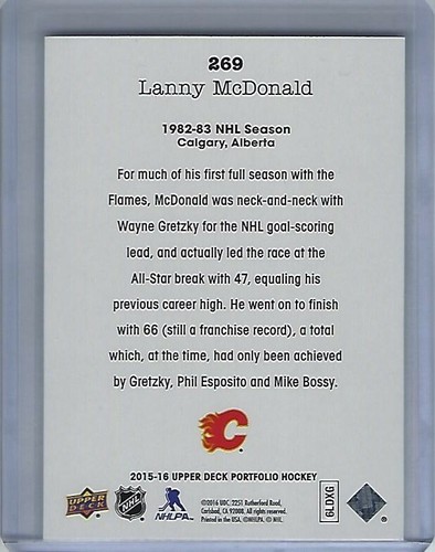 2015-16 Upper Deck Portfolio #269 Lanny McDonald - Picture 2 of 2