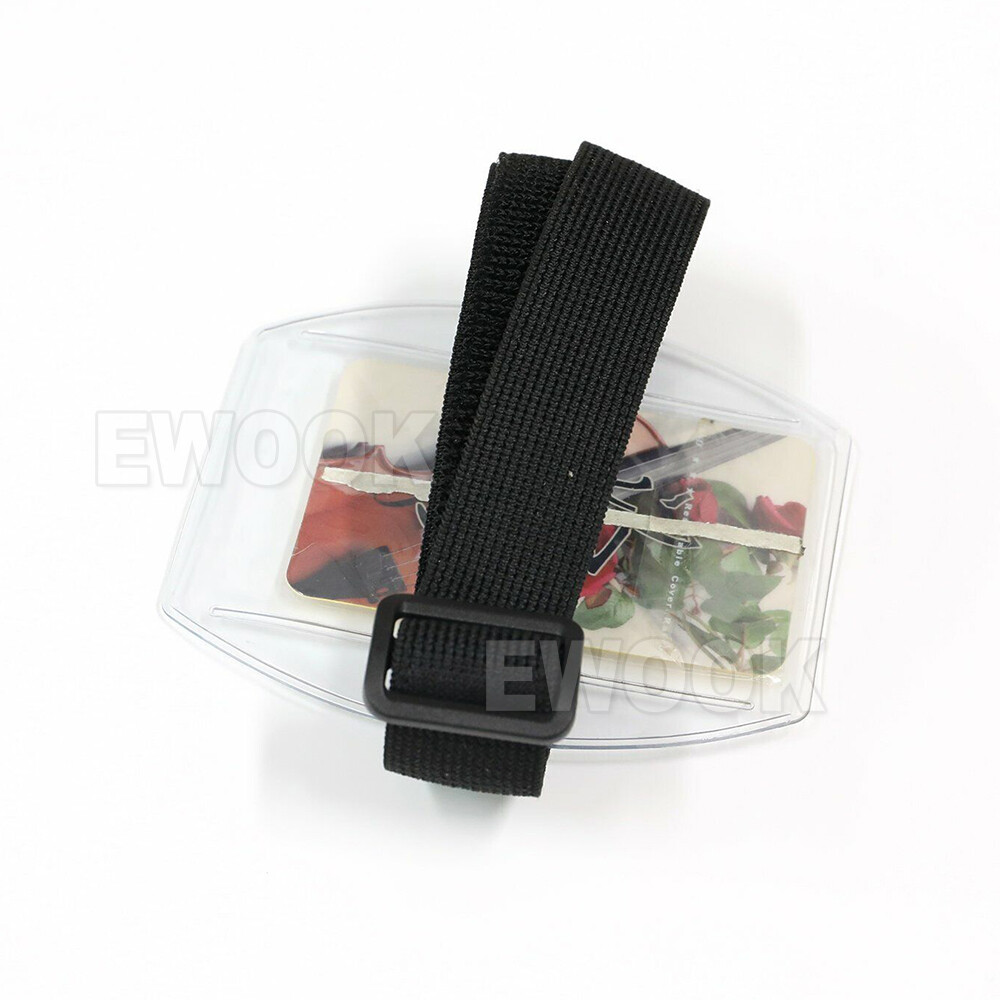 Armband Security ID Card Photo Badge Holder Vertical Clear + Black ...