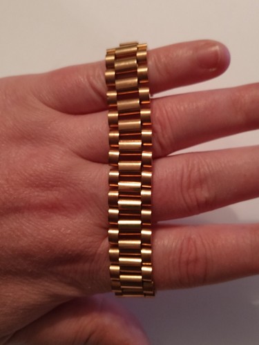 Men's Rose Gold Stainless Steel 16mm 8.5in Presidential Link Bracelet - Picture 2 of 9