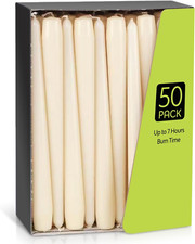 Tapered Dinner Candles Non Drip Table Candlestick Unscented Ivory 7 Hour Burn Ti