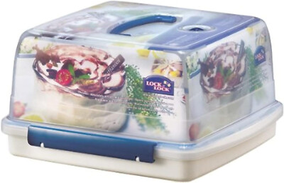 Lock & Lock, quadratischer Kuchenträger 12,6 ltr + Tablett & Tragegriff