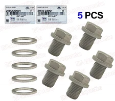 GENUINE ® Engine Oil Drain Plug+Washer Hyundai/Kia 5PCS  2151223001 + 2151323001
