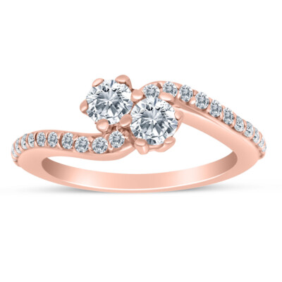 3/4 kt Diamant Ring mit zwei Steinen in 10 kt Rotgold