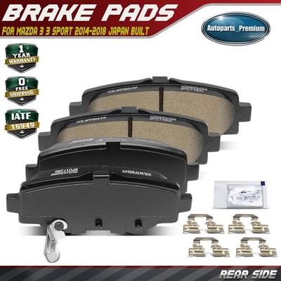 4x Rear Ceramic Brake Pads w/ Hardware for Mazda 3 3 Sport 2014-2018 Japan Built