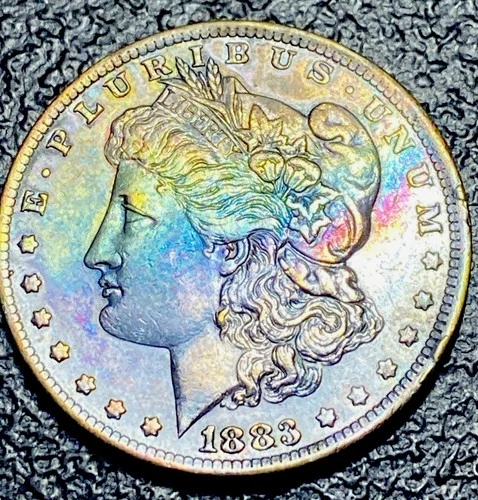 J05 💎 ABSOLUTELY STUNNING 1883-O Morgan Dollar - AU+ BEAUTIFUL TONING