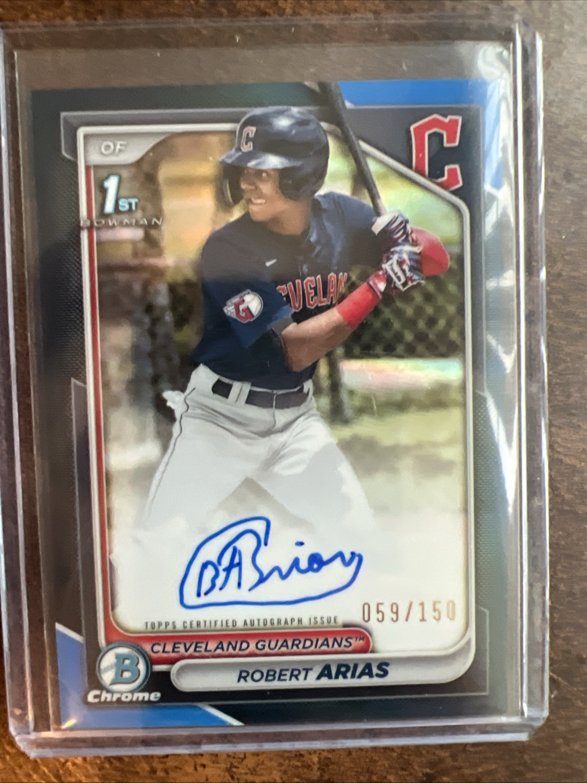 2024 Bowman Chrome 1st Robert Arias True Blue Refractor Auto /150 ROOKIE RC