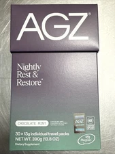 AGZ Nightly Restore Sleep Support 30 Packets Chocolate Mint New Sealed 12/26 AG1