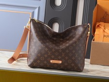 Vintage Brown Printed Hobo Bag Gold‑Tone Hardware Women Shoulder Crossbody Purse