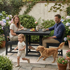 Black HDPE Outdoor Patio Dining Set 3-Piece Bistro Table and 2 Chairs